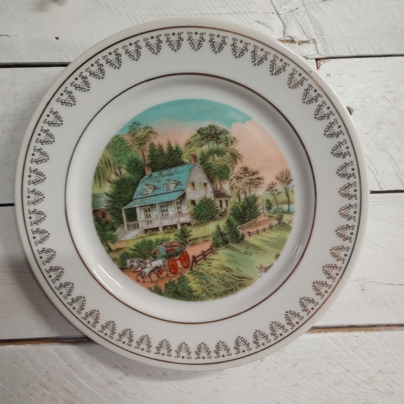 Set of 2 Currier & Ives Collectible Seasons Decorative Plates Spring and Summer - Picture 2 of 12